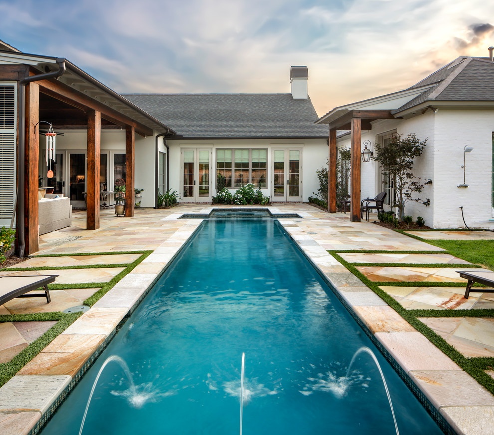Design ideas for a large transitional pool in New Orleans.