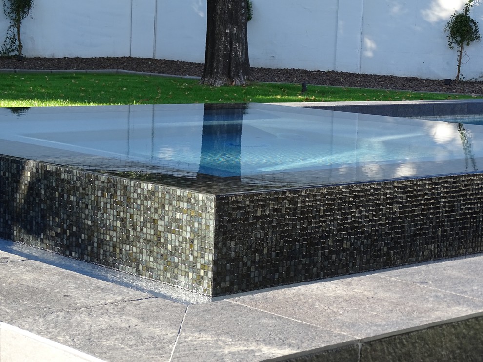 Lap Pool Inlay Tile Modern Transitional Lap Pool and Glass Tile Spa - Modern - Pool ...