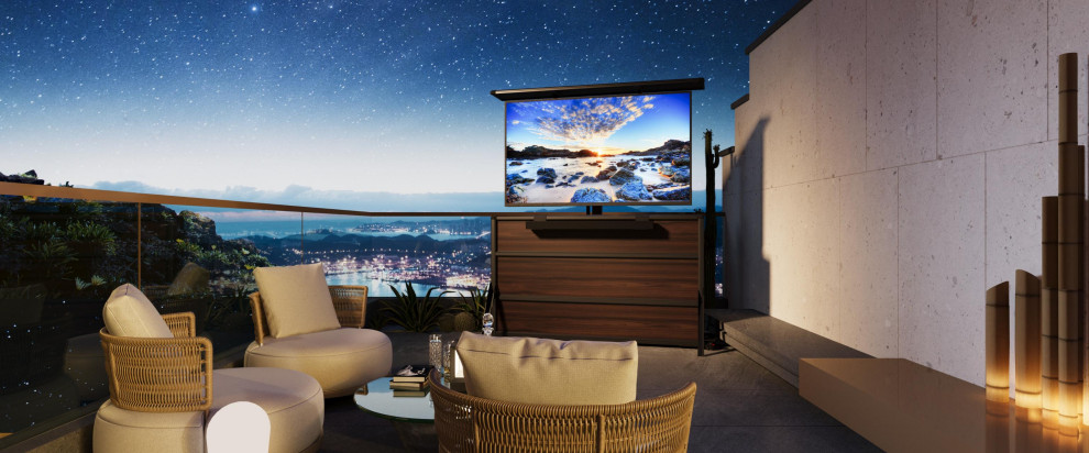 Courtyard Living: Intellicube Outdoor TV Lift Cabinet