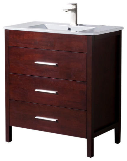 Bathroom Vanity Morris 30 With Porcelain Sink Top Morris Bathroom Vanity With Porcelain Sink Top Dark Walnut 30