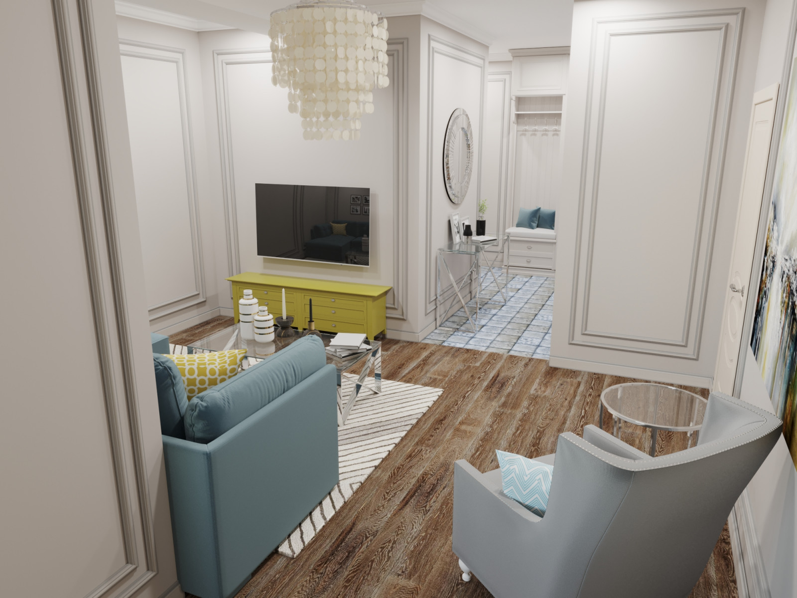 гостиная кухня 40 кв