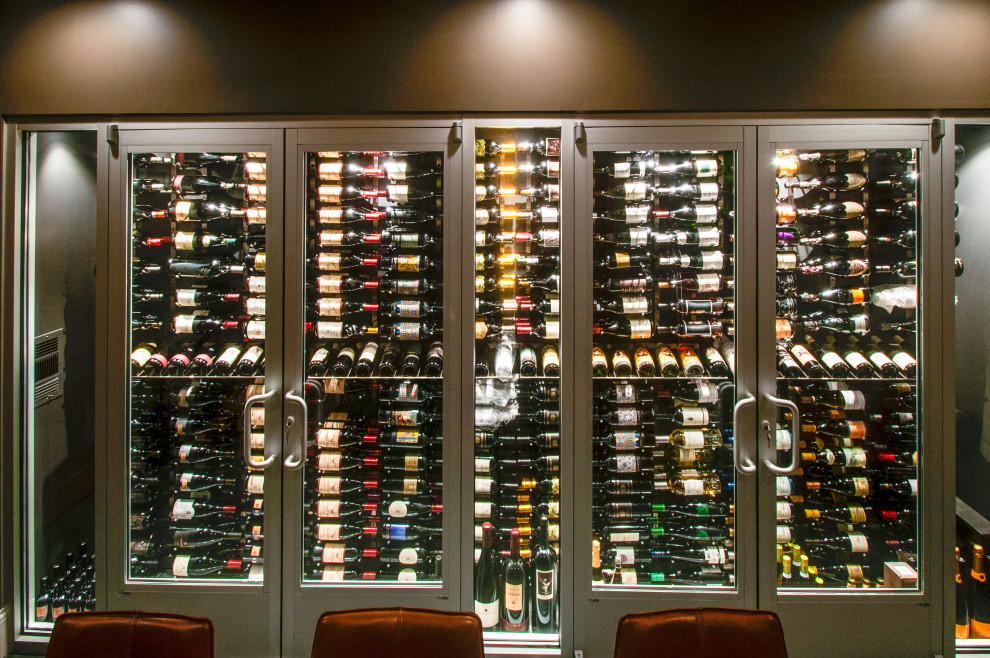 Basement contemporary wine cellar & tasting room