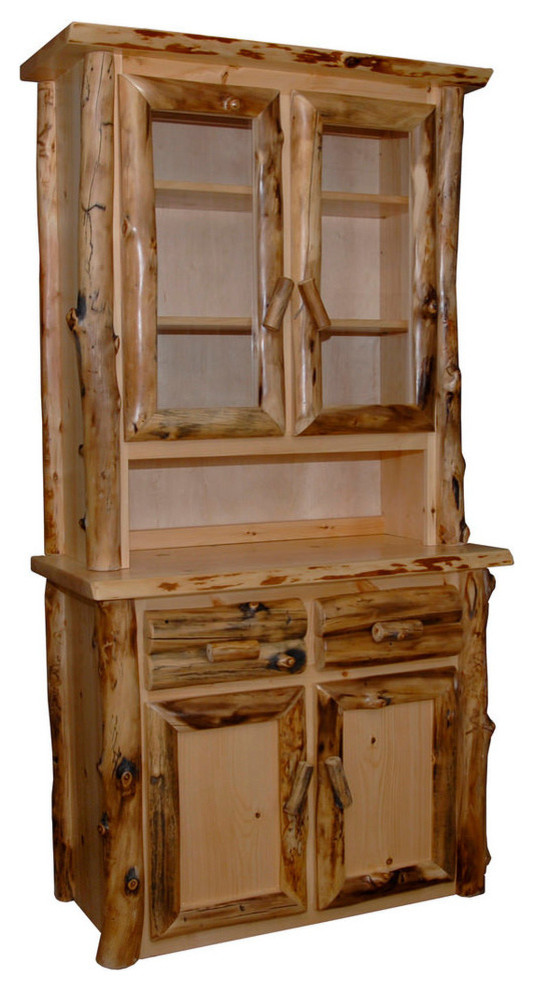Rustic Aspen Log 2 Door Hutch Rustic China And Hutches