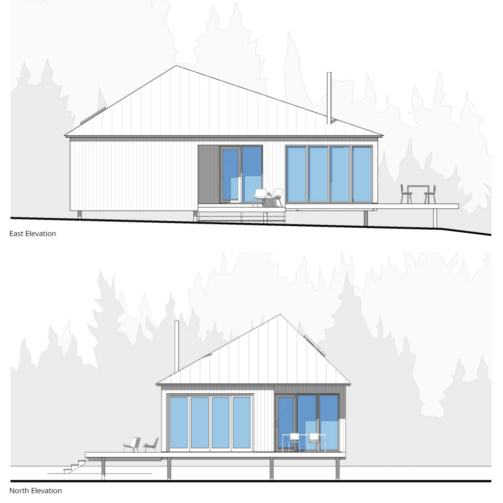 Idées déco pour une petite façade de Tiny House moderne en bois de plain-pied.