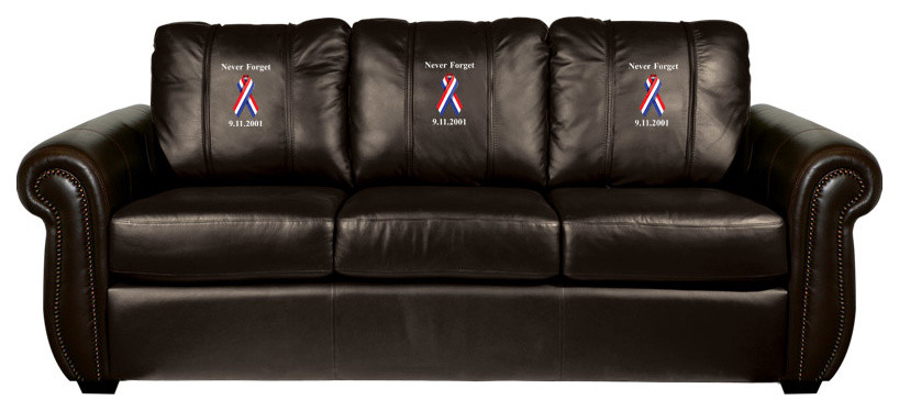 9-11 Never Forget Chesapeake BLACK Leather Sofa