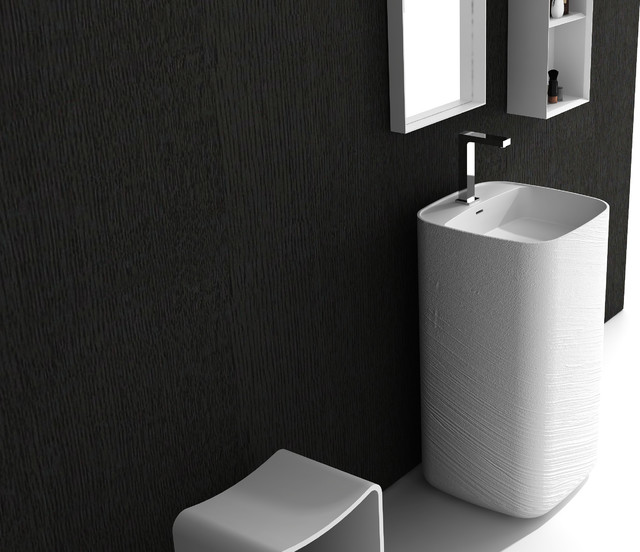 Solid surface pedestal basin 