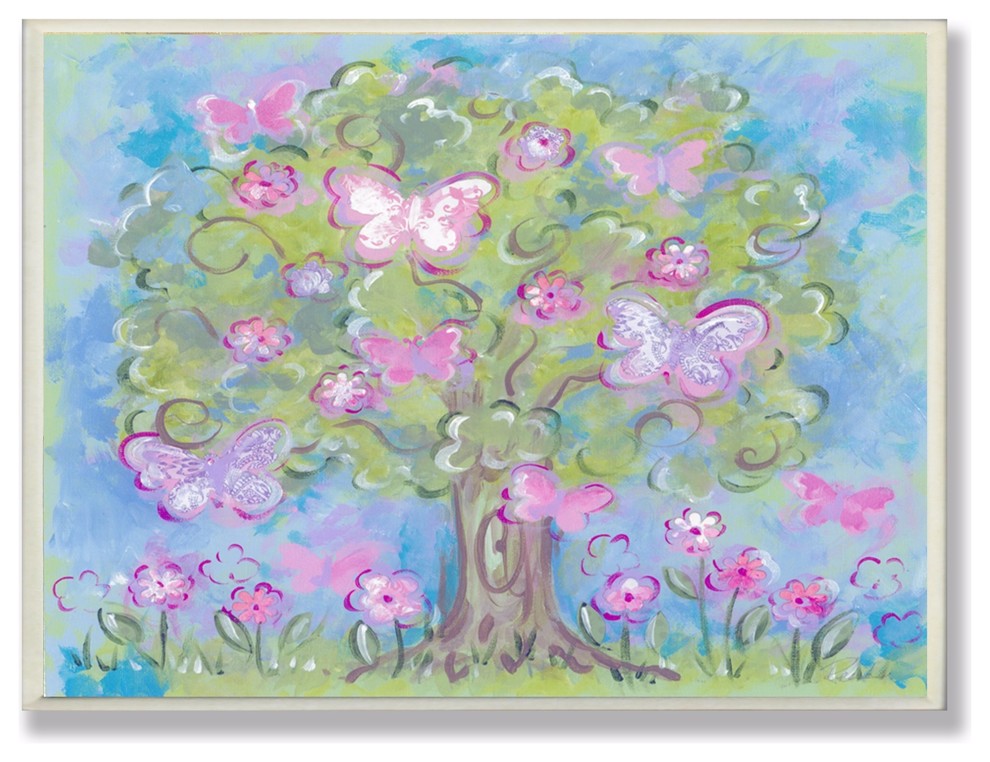 Stupell Industries Pastel Butterfly Tree, 13 x 19