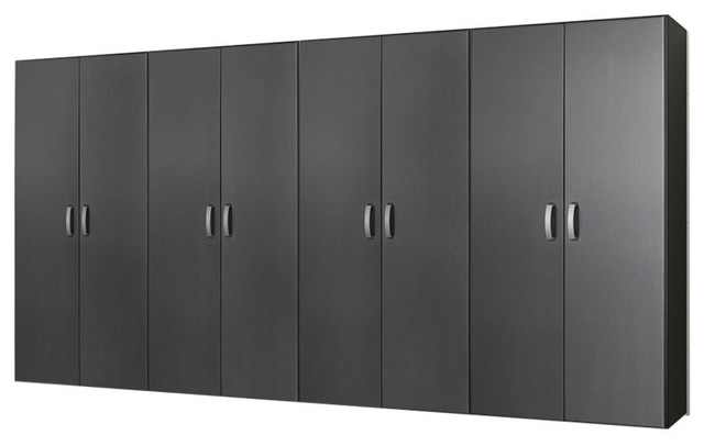 6-Piece Jumbo Cabinet Storage System, White/Silver Carbon Fiber