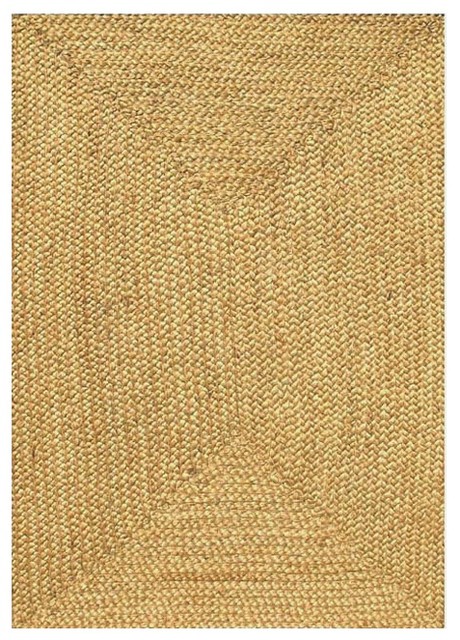 Handwoven and Braided Jute Rug, Beige, 8'x10'6"