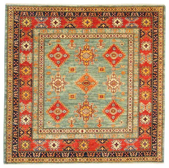 5'0x4'11, Handmade Luxury Shiraz Rug Mediterranean Area Rugs by