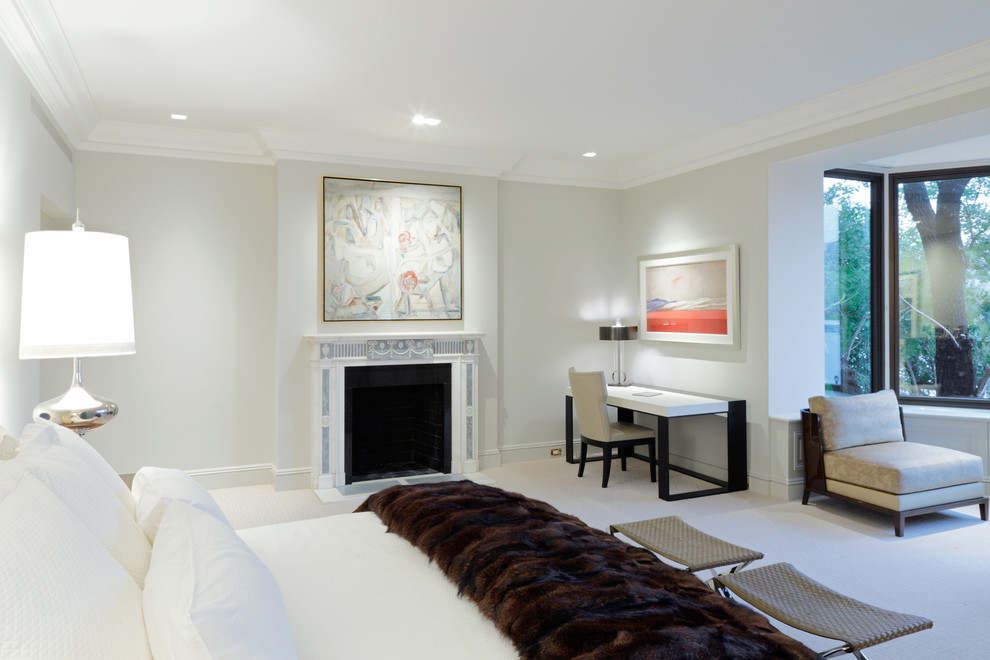 This is an example of a transitional bedroom in New York.