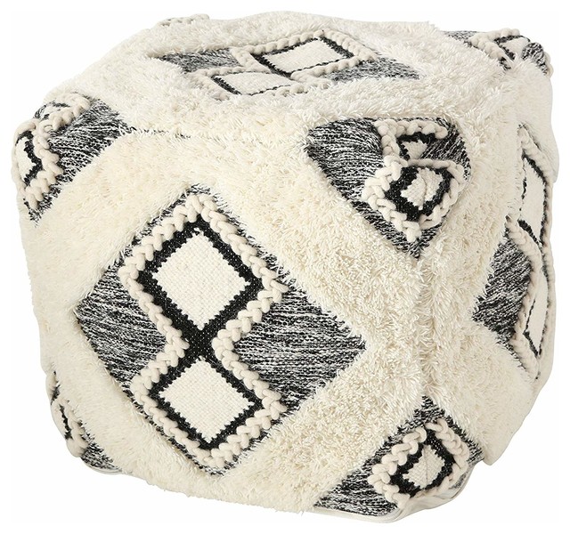 Boho Fringy Ottoman Cube Pouf