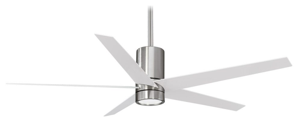Minka Aire Symbio, LED 56" Ceiling Fan, Brushed Nickel with White Blades