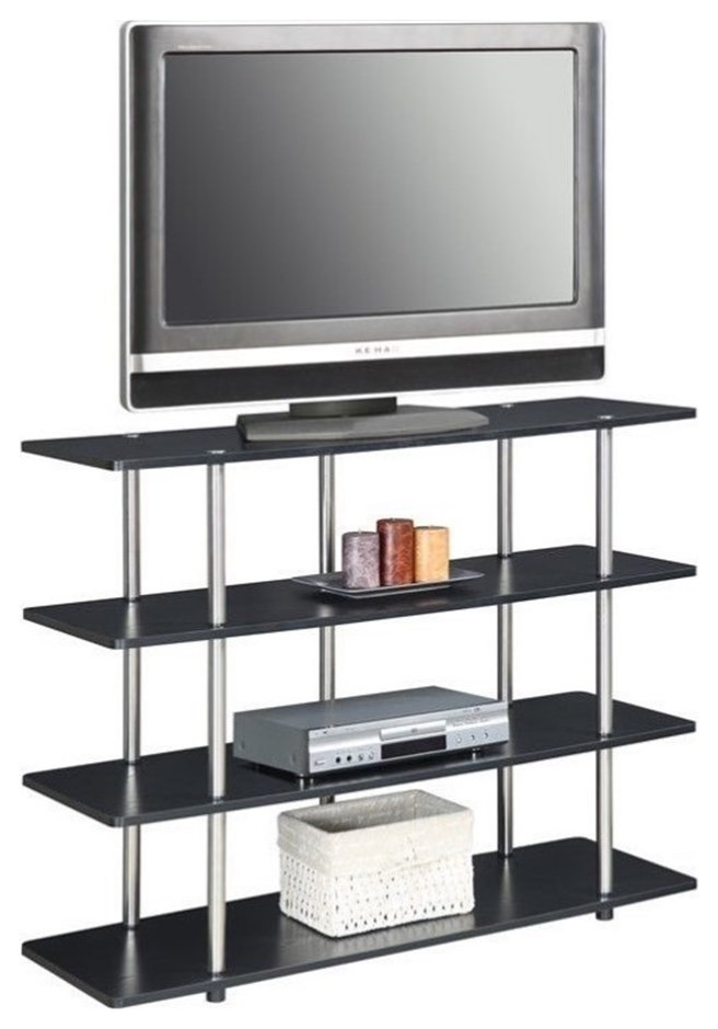 Pemberly Row Modern Wood TV Stand for TVs up to 47" in Black