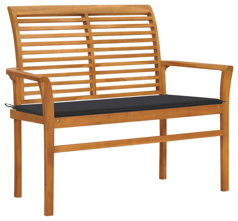 Vidaxl Garden Bench With Anthracite Cushion 44.1" Solid Teak Wood ...