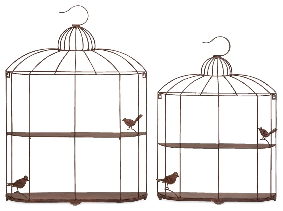 Open Cage Bird Shelves - Set of 2