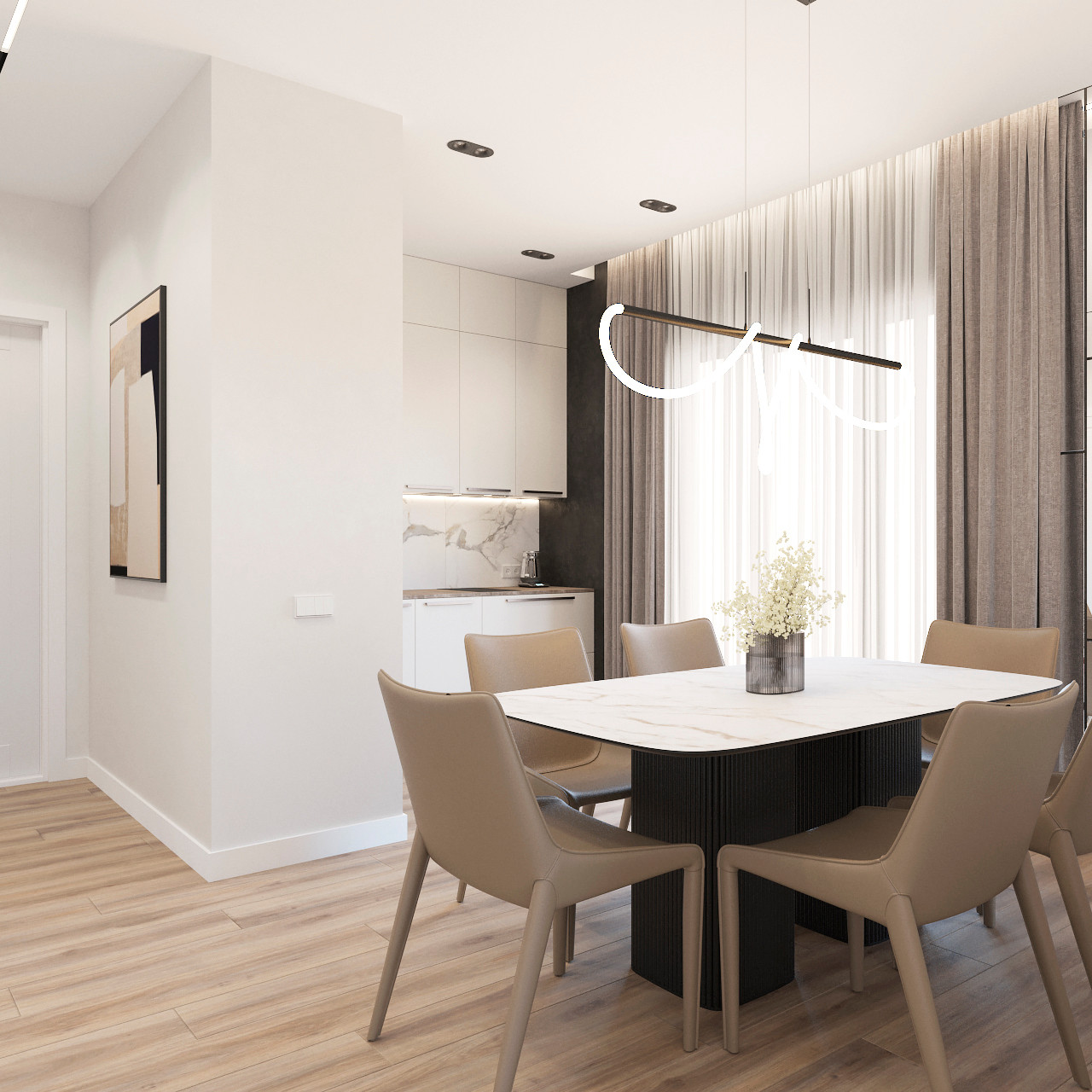 Проект кухни-гостиная 35 м.кв