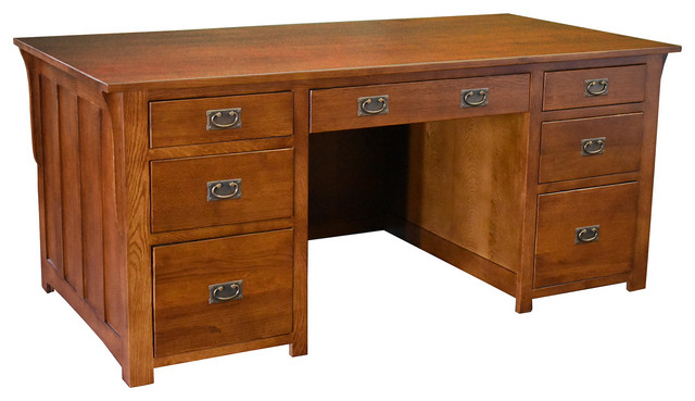 Mission Library Desk With File Cabinet Drawers Michael S Cherry