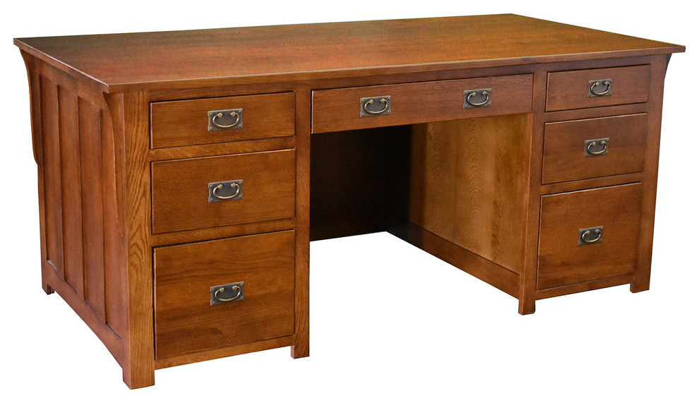 Mission Library Desk with File Cabinet Drawers - Michael's Cherry (MC-A ...