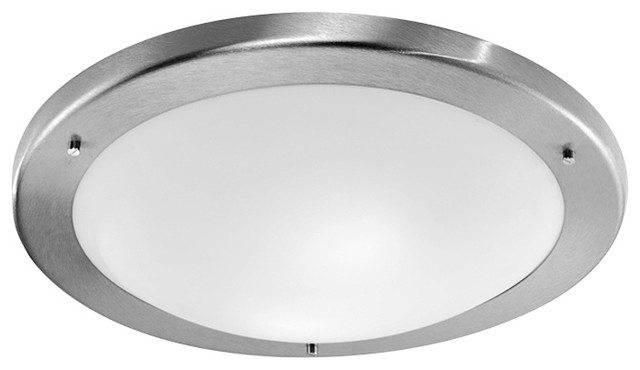 Circular Low Energy Flush Mount Ceiling Light Ip44 410 Mm Satin Nickel