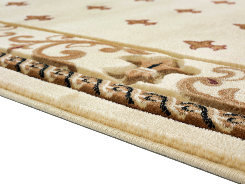 HomeRoots 63" x 90" Beige Olefin / Polypropylene Area Rug, 63" x 90" x
