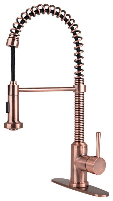 Spring Kitchen Faucet With Deck Plate Antique Copper