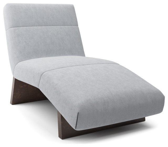 Landon Modern Armless Chaise Lounge, Modern Velvet/Dark Moss