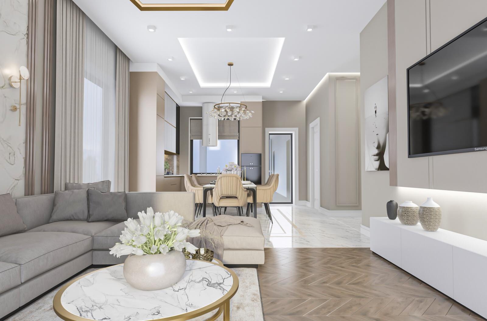 Стильный и выдержанный интерьер в коттедже