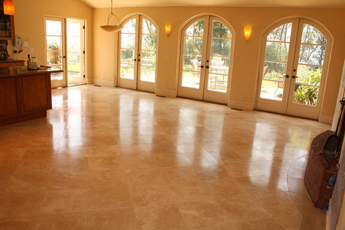 Travertine Tile In A Livingroom