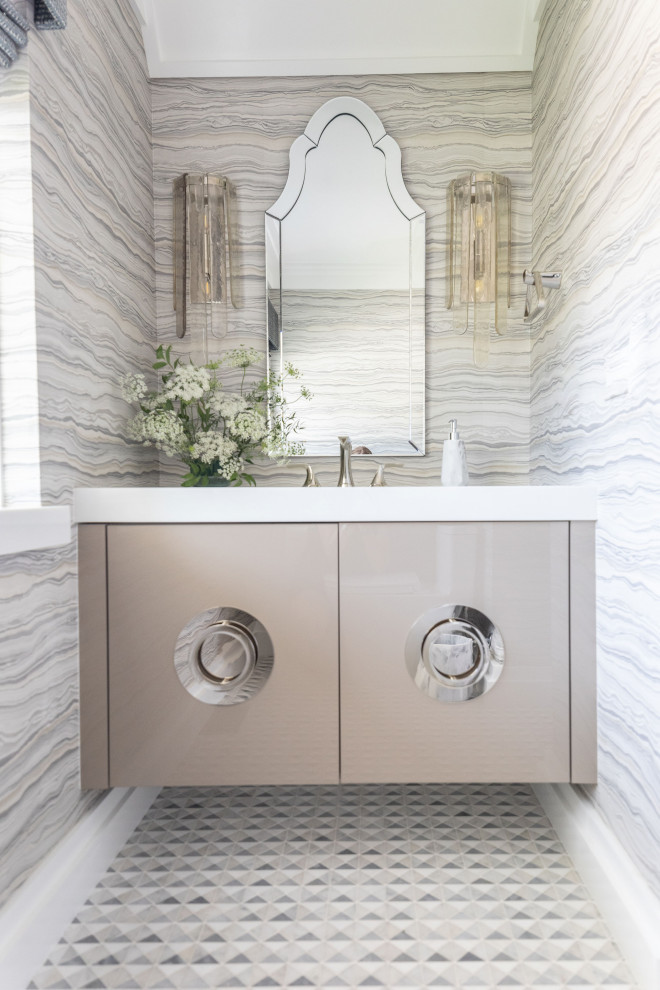 Inspiration for a contemporary powder room in Oklahoma City.
