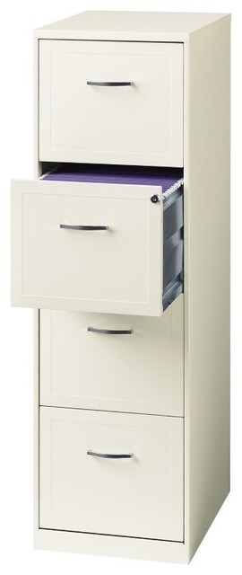 Space Solutions 18" Deep 4 Drawer Metal File Cabinet Pearl White