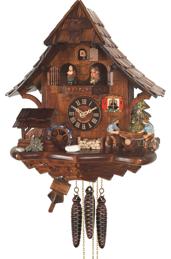 Engstler Batteryoperated Cuckoo Clock Full Size Rustic Cuckoo
