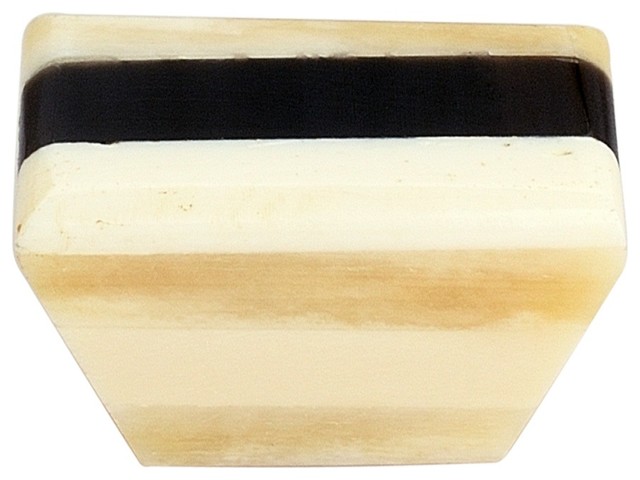 Trapezium 1 1 2 38mm Black Stripe Over Cream Base Cabinet Knob