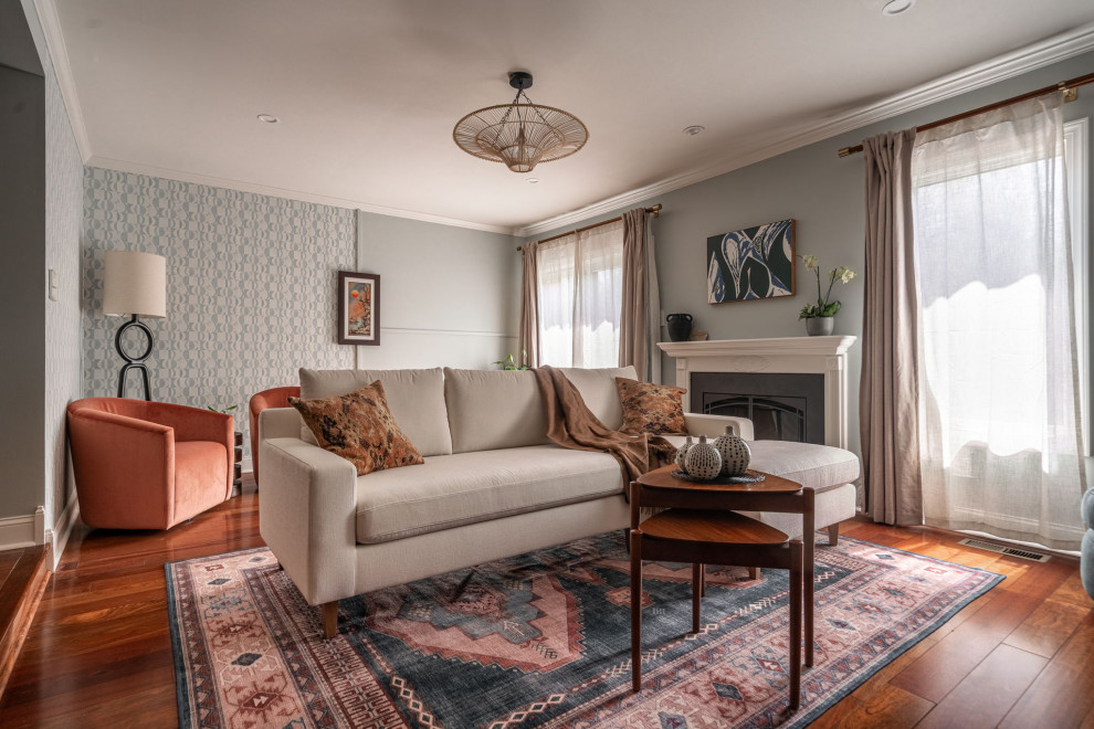 Boho Bachelor Daddy Pad - Bryn Mawr - A boho home perfect for the single father of two girls. It's filled with vibrancy, pops of pink in every room. You wouldn't guess that it was a bachelor pad! Wallpapers galore, mixed wood tones throughout, eclectic vibes.
