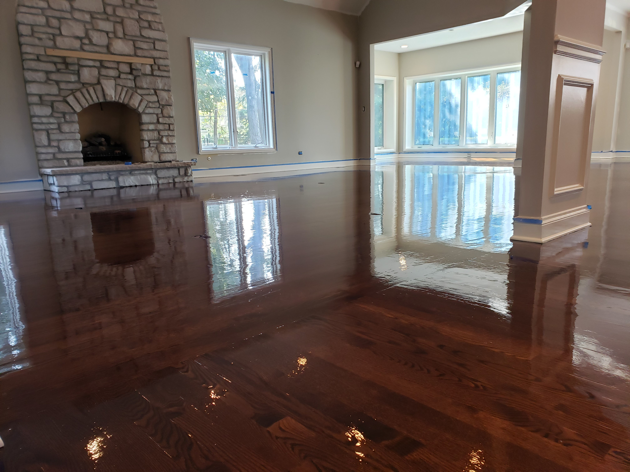 Arlington Heights,  2and 1/4 red oak , Jacobean stain , matte polyurethane finis