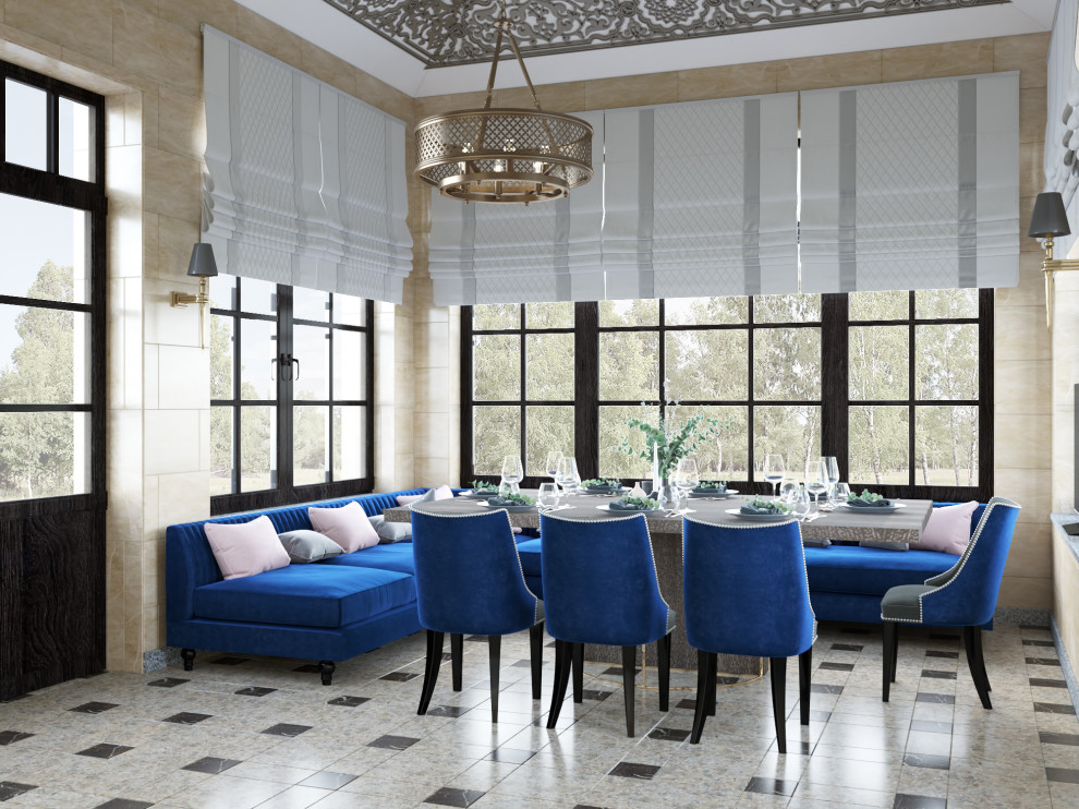 Шашлычный домик в синих тонах