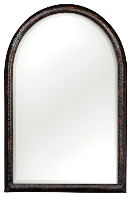 Hammered Dark Bronze Arch Wall Mirror 46 Vanity Classic Wood Hammered Dark Bronze Arch Wall Mirror
