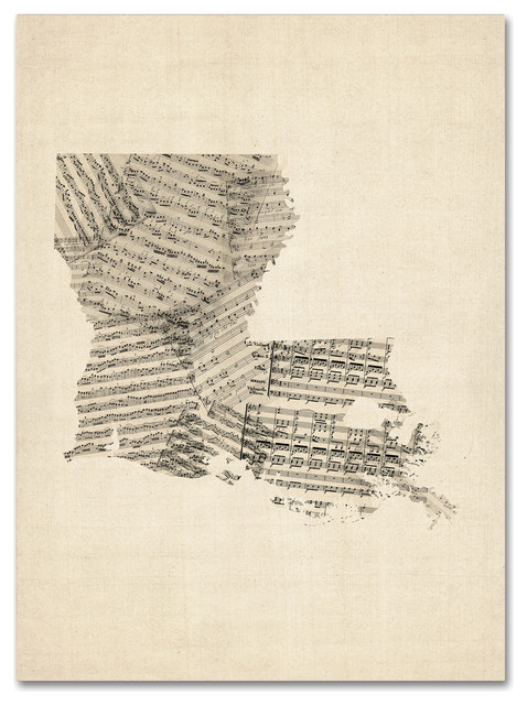 Old Sheet Music Map Of Louisiana Canvas Art By Michael Tompsett Traditional Prints And Posters By Trademark Global
