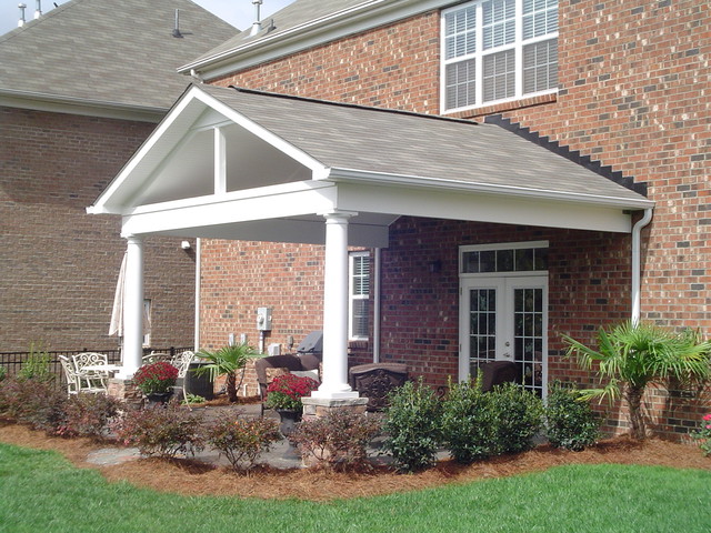 Gable Roof Over A Stamped Concrete Patio Patio Charlotte By