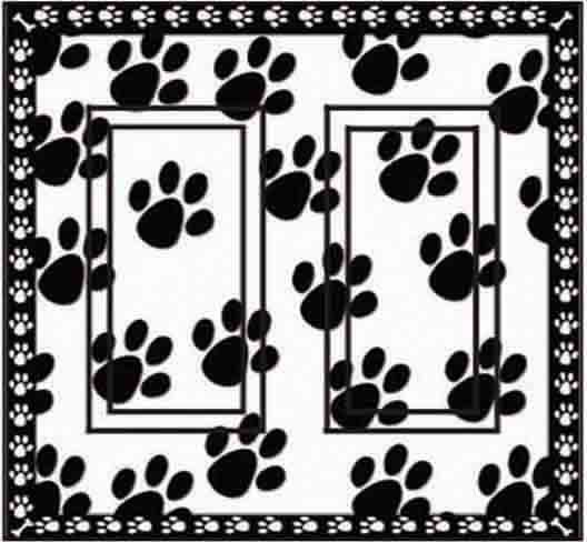 Dog Paw Prints Double Rocker Peel and Stick Switch Plate Cover: 2 Units