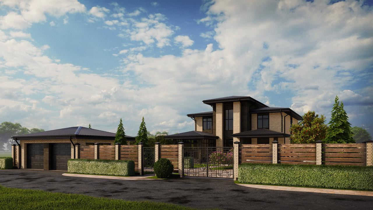 Проект по благоустройству дома с бассейном и водоемом