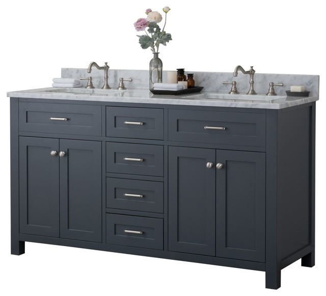 Springfield 60 in. Double Bathroom Vanity in Gray with Mirror