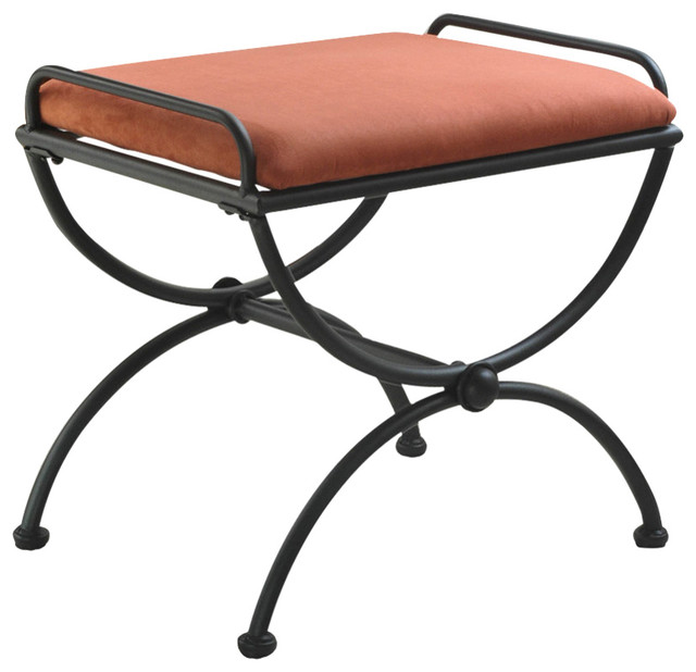 Pemberly Row Iron Vanity Bench In Terra Cotta Transitional