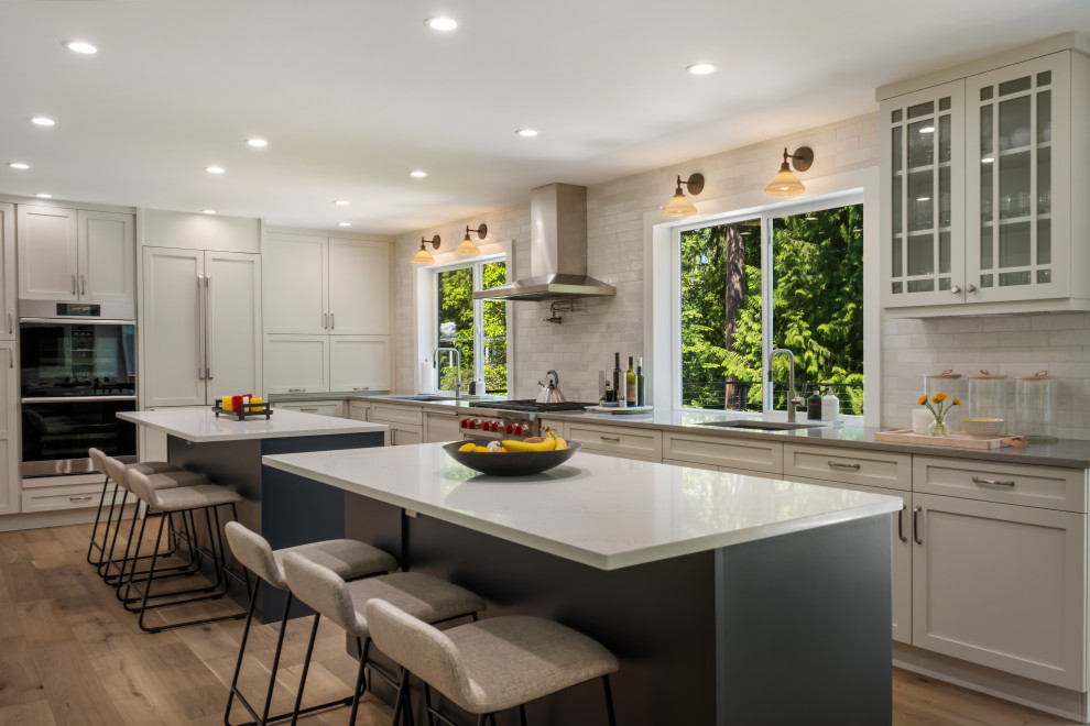 Example of a transitional kitchen design in Seattle
