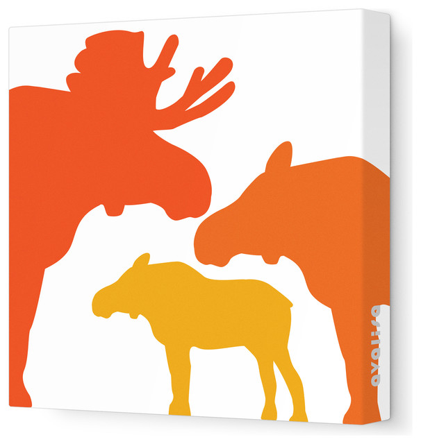 Animal - Moose Stretched Wall Art, 18" x 18", Orange Hue