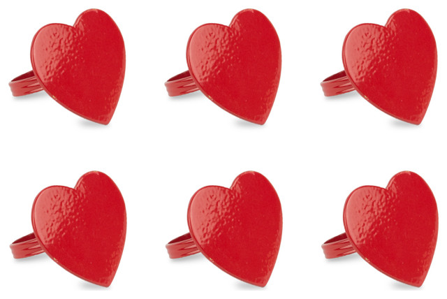 DII Red Heart Napkin Ring, Set of 6