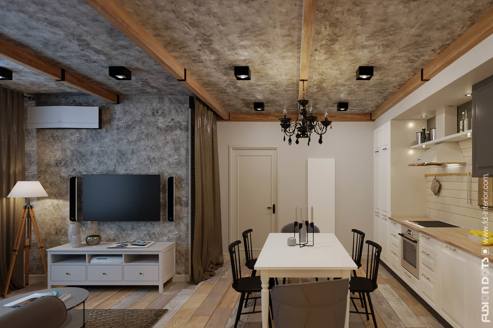 Design the room that combined living, dining areas and kitchen.