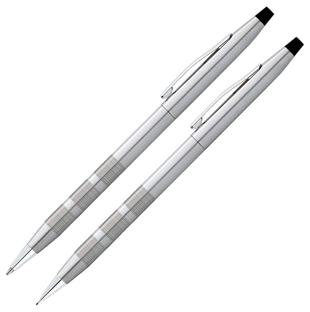 Cross Satin Chrome Ballpoint Pen 0 7mm Pencil Set Contemporary