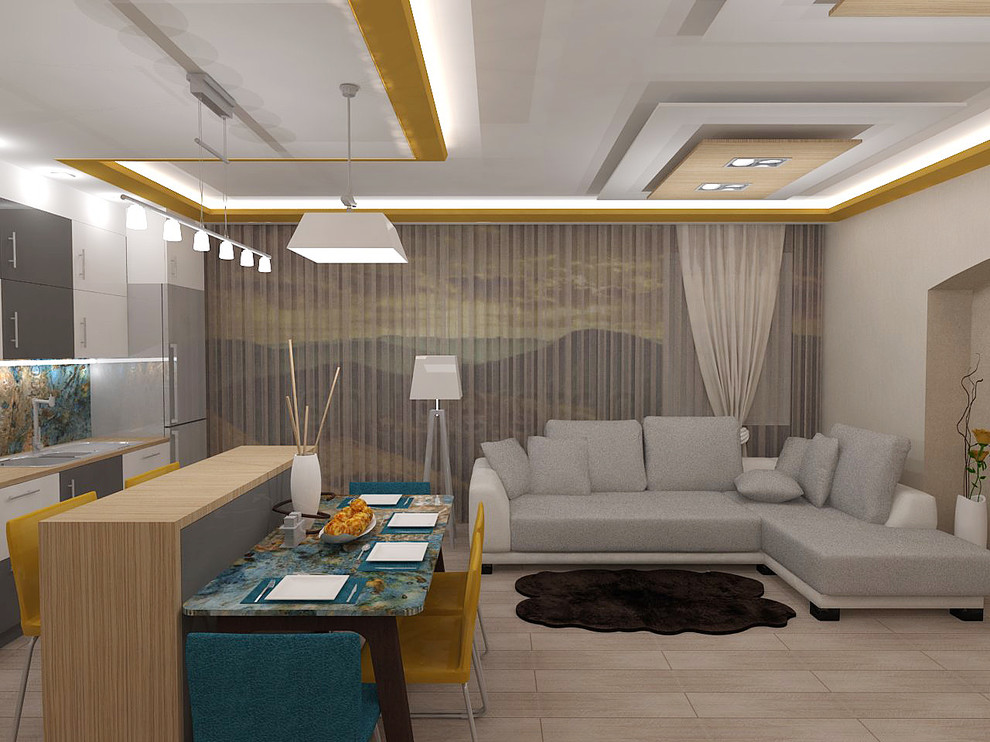 Гостиная с имитацией панорамного окна