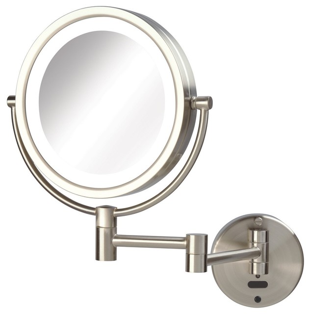 Sharper Image 8.5" Battery LED Lighted Wall Mirror with 8X1X Mag